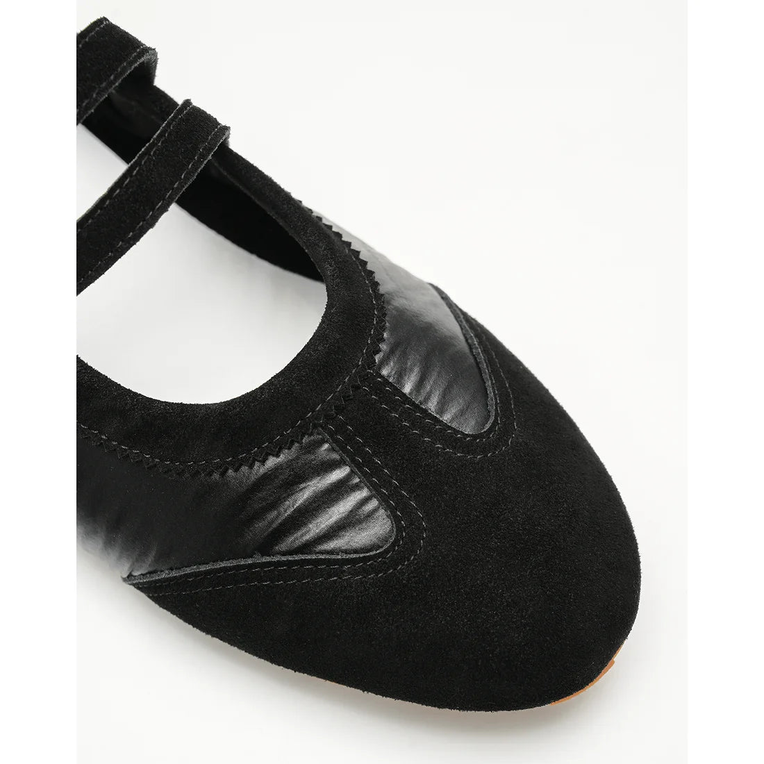 【新品預訂】日本製Emma Francis   彈性褶邊瑪麗珍芭蕾舞鞋(黑色天鵝絨皮革)(09k-NY 101)