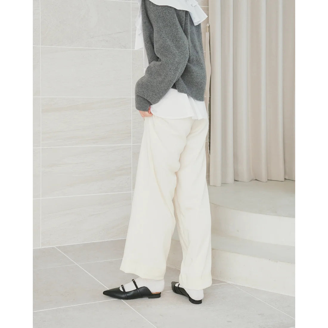 日本製Emma Francis 雙帶平底穆勒鞋(黑色平滑皮革)(1033c-P 101) BLK