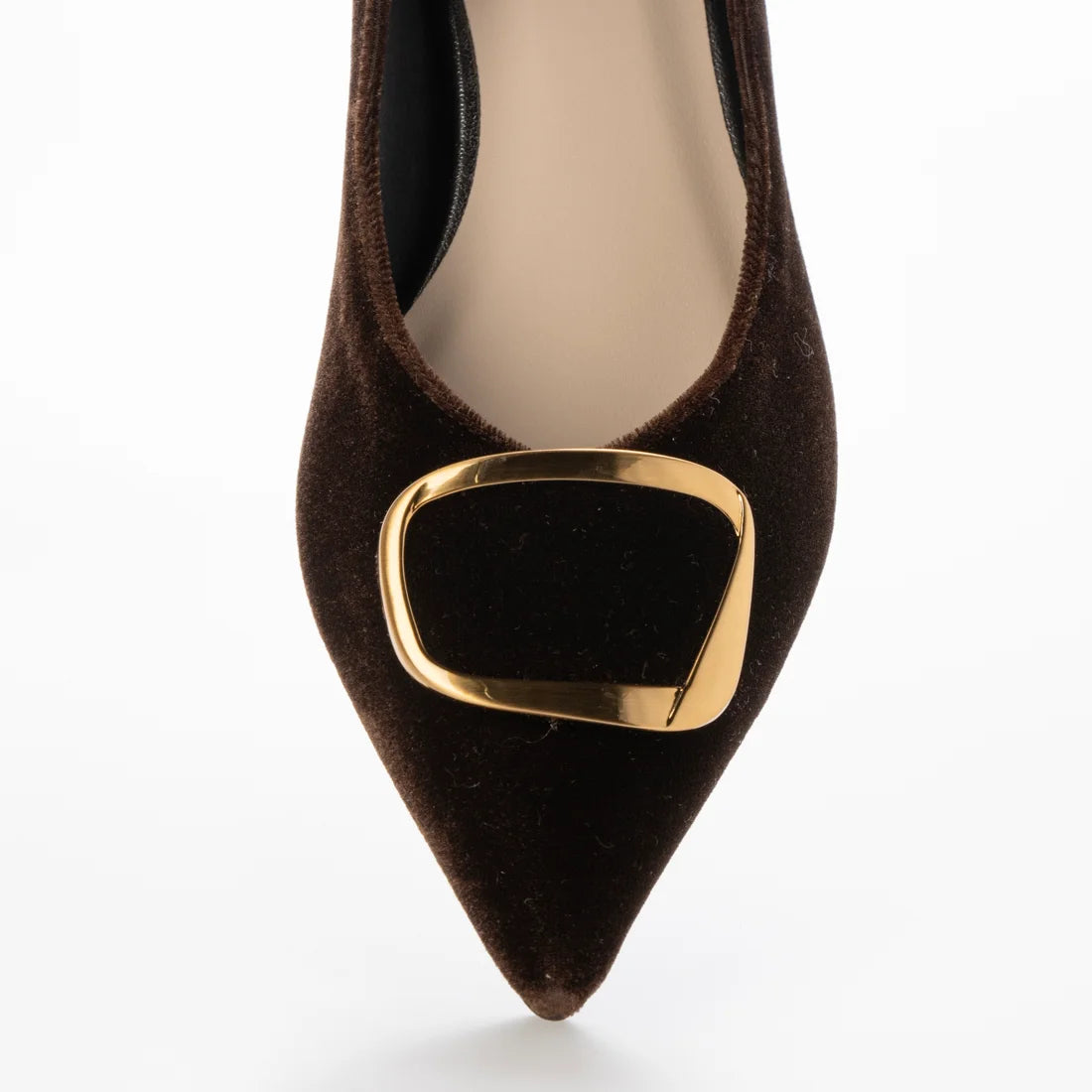 【新品預訂】日本製 Lauf Oletta 絨毛尖頭金扣平底鞋 (LH127 D Brown-Z) (深棕色)