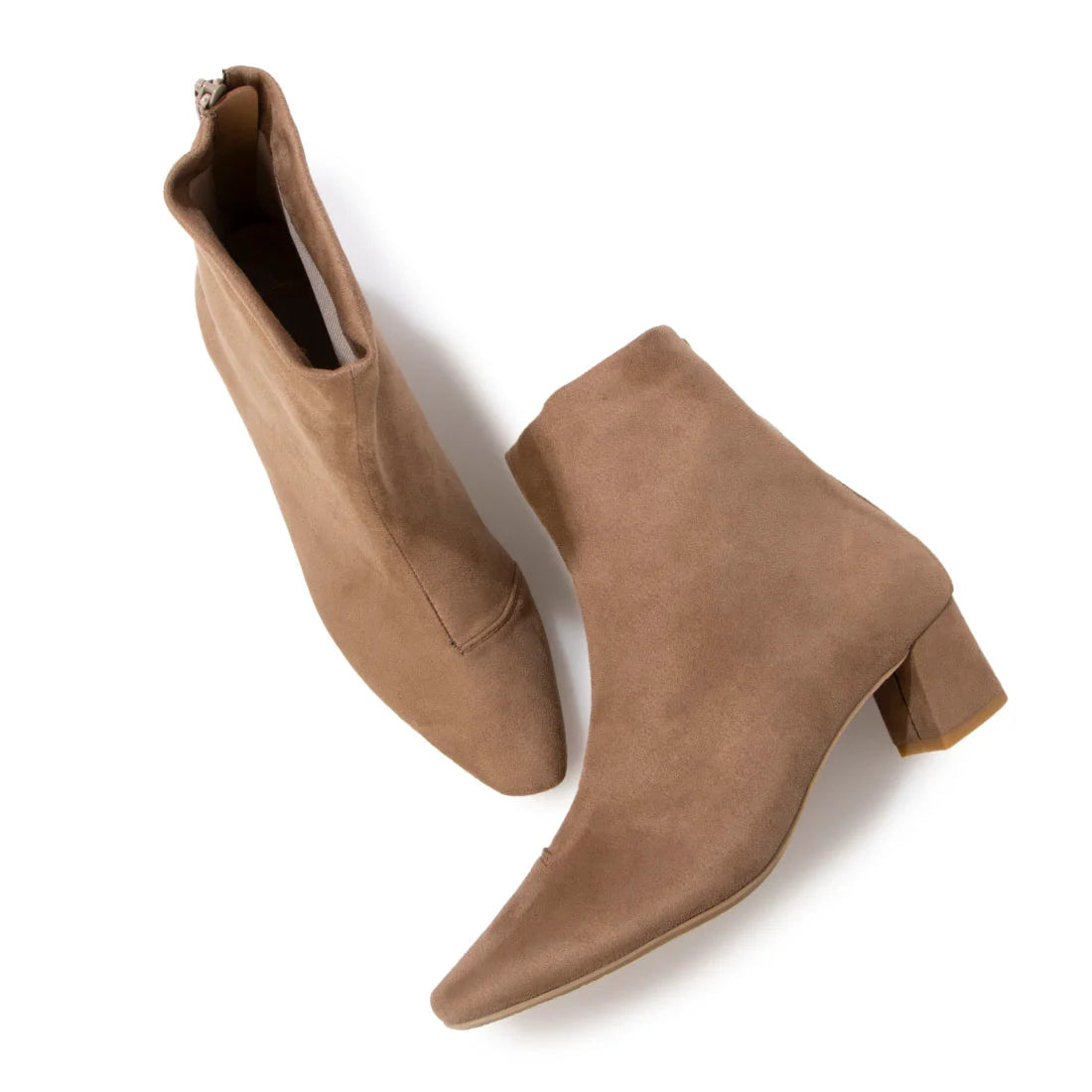 日本製 Launa Lea 4cm 彈性方頭短靴 (587)(杏色/beige S)