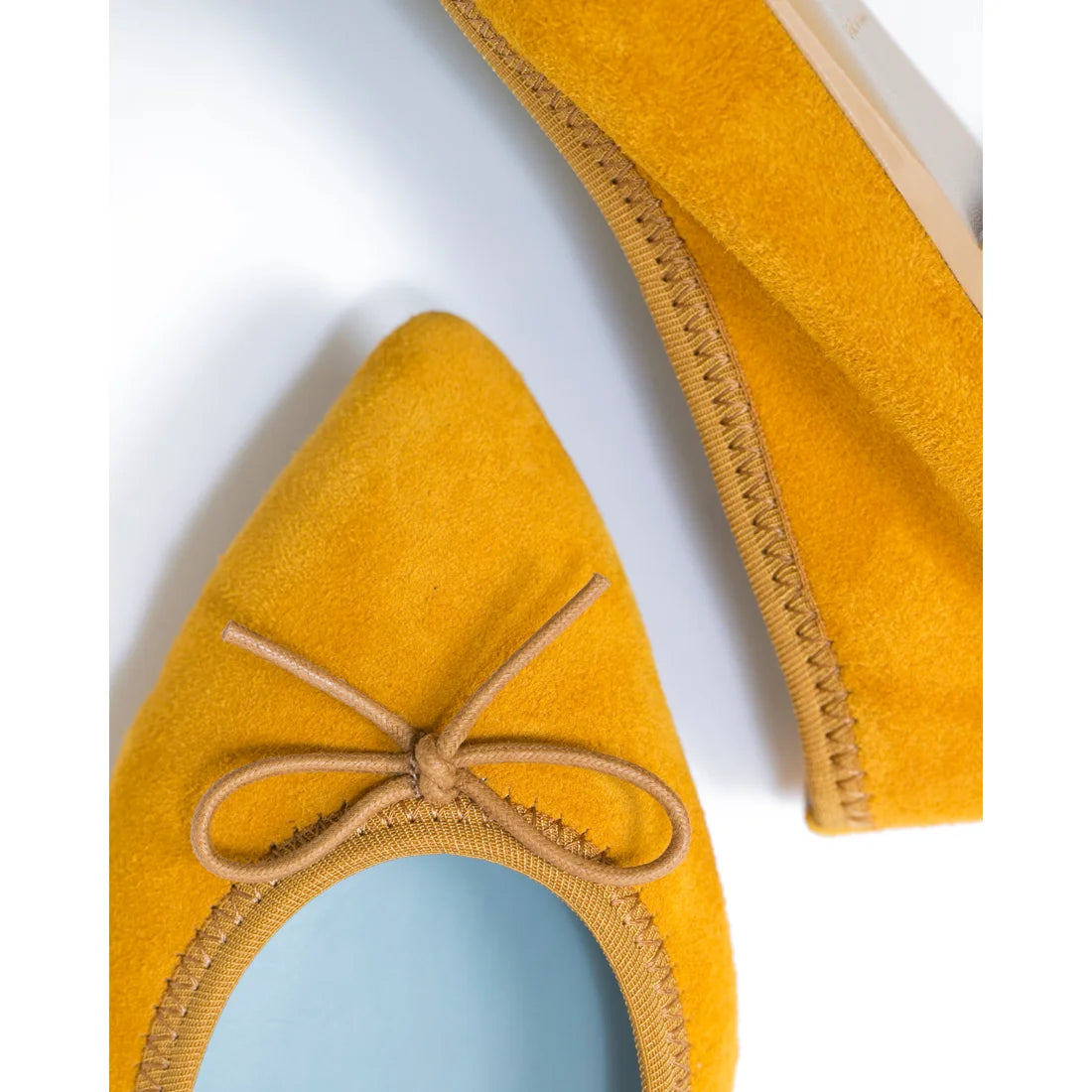 日本製【珍珠色調防水】Emma Francis 真皮 尖頭平底芭蕾舞鞋(01b-L S132)(Mustard Leather Suede) (マスタード レザースエード)