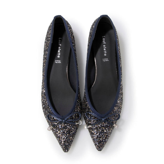 日本製 Lauf Oletta 尖頭閃鑽珍珠芭蕾舞 (LH101 Navy-Z) (深藍色)