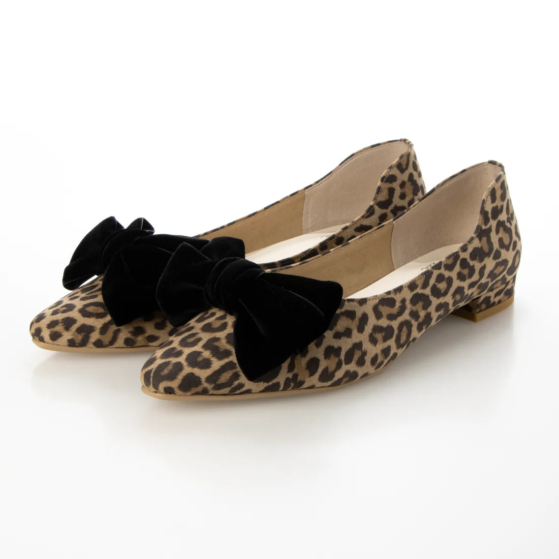 日本製 Launa Lea 絲絨蝴蝶結平底鞋 (460C)(豹紋 S / Leopard S)