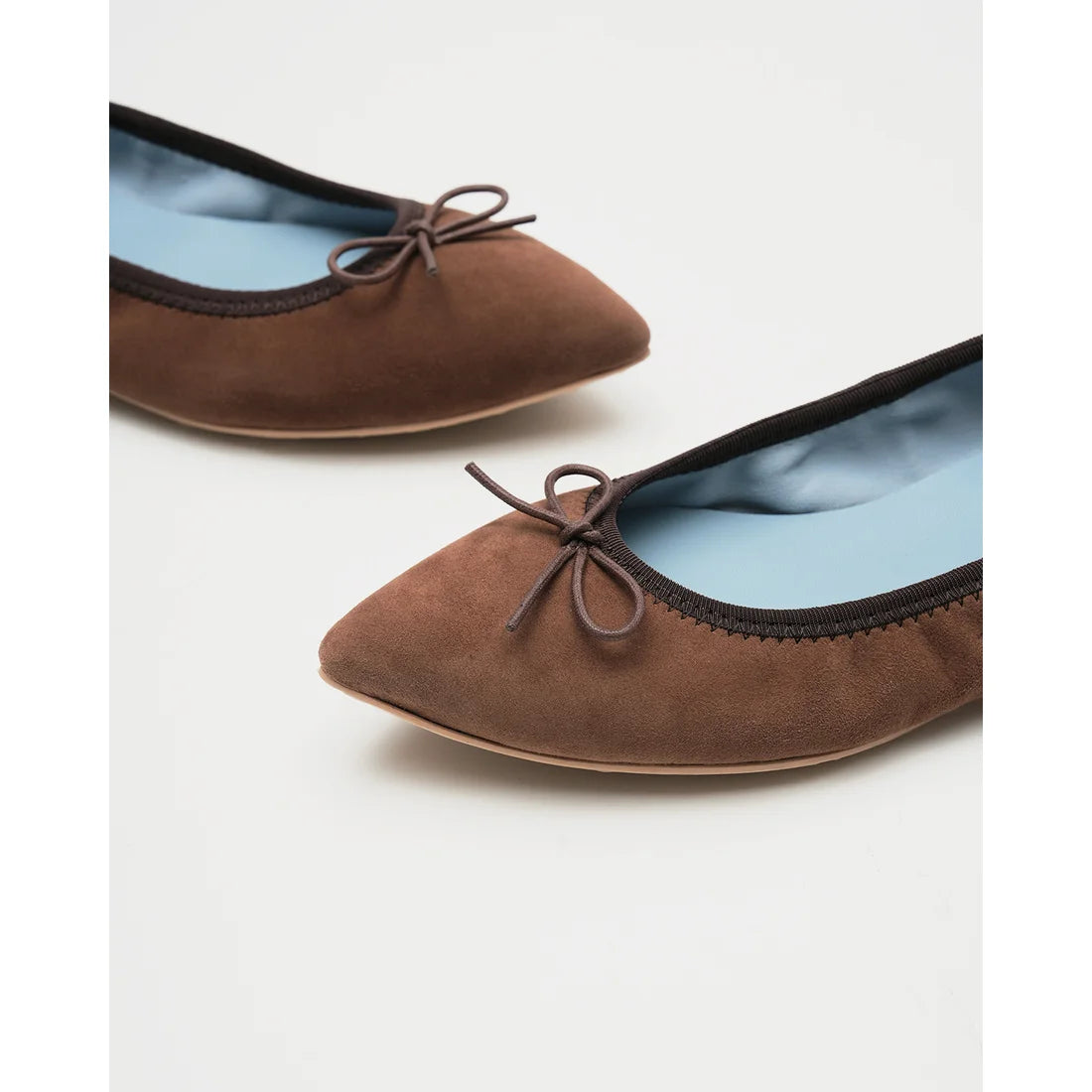日本製【珍珠色調防水】Emma Francis 真皮 尖頭平底芭蕾舞鞋(01b-L S104)(Brown leather suede) (ブラウン レザースエード)