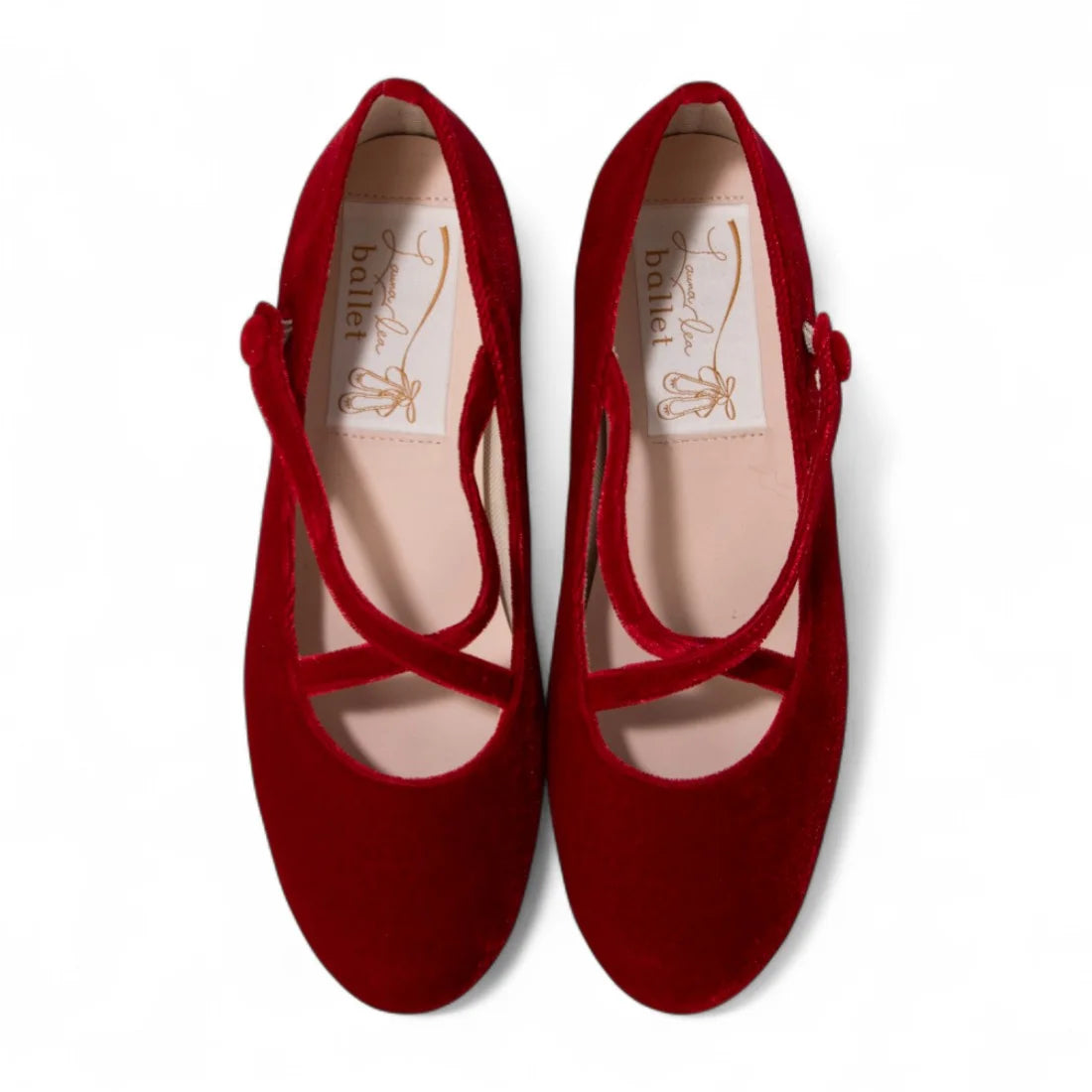 【新品預訂】日本製Launa lea 紅色絲絨材質交叉帶芭蕾鞋 (B1614A) (Red Z)