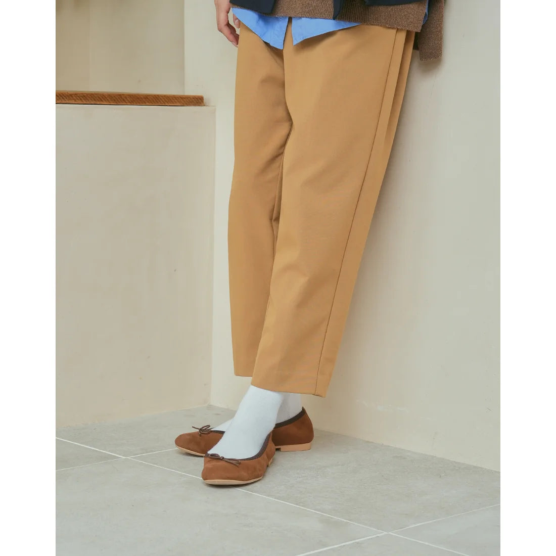 日本製【珍珠色調防水】Emma Francis 真皮 圓頭平底芭蕾舞鞋(02b-L S104)(Brown leather suede)(ブラウン レザースエード)