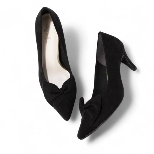 【新品預訂】日本製 Launa Lea 7cm 蝴蝶結高跟鞋 (608)(黑色 S / Black S)