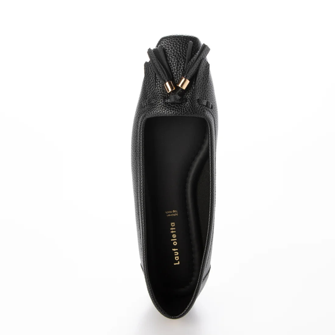 【新品預訂】日本製 Lauf Oletta 防水鑲邊流蘇設計的氣質平底鞋(LRH120 Black) (黑色)