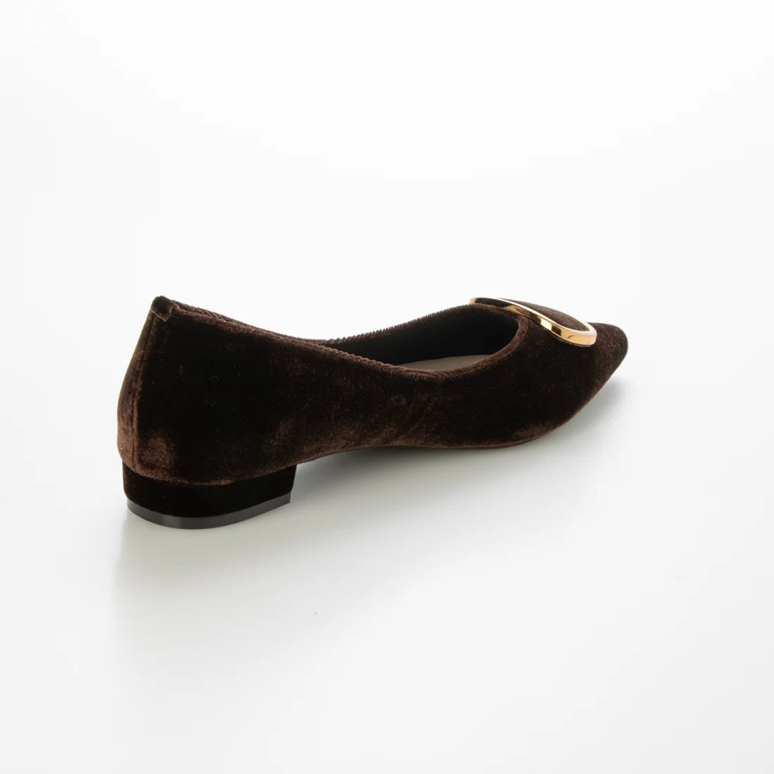 【新品預訂】日本製 Lauf Oletta 絨毛尖頭金扣平底鞋 (LH127 D Brown-Z) (深棕色)