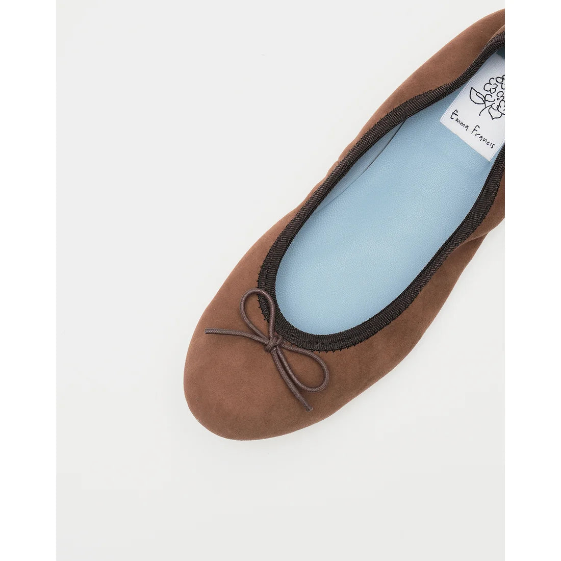 日本製【珍珠色調防水】Emma Francis 真皮 圓頭平底芭蕾舞鞋(02b-L S104)(Brown leather suede)(ブラウン レザースエード)