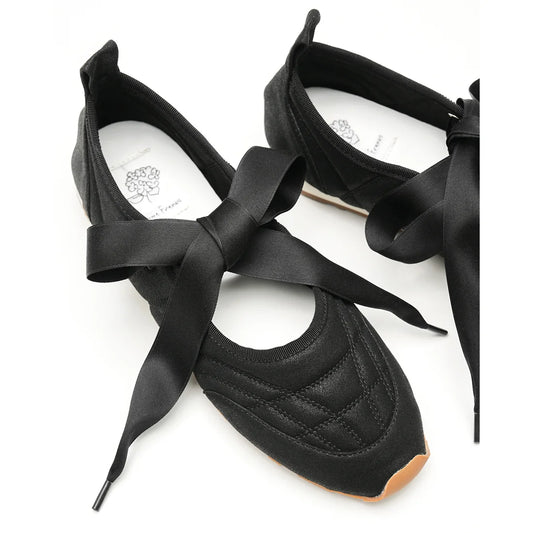 【新品預訂】日本製Emma Francis   繫帶芭蕾舞運動鞋(黑色聚酯)(09l-M 101)