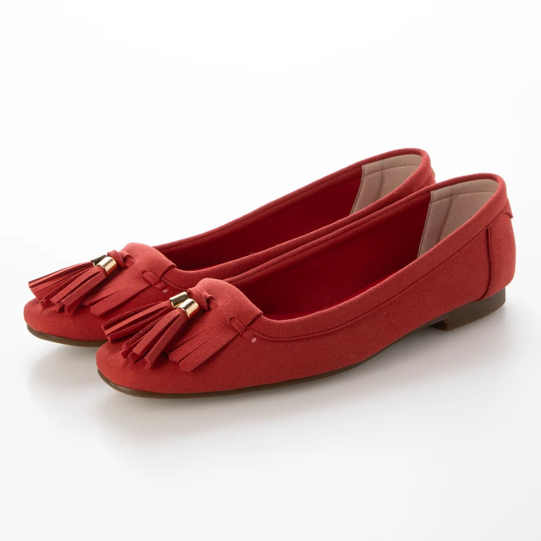 【新品預訂】日本製 Lauf Oletta 鑲邊流蘇設計的氣質平底鞋(LH120 Red-S) (紅色)