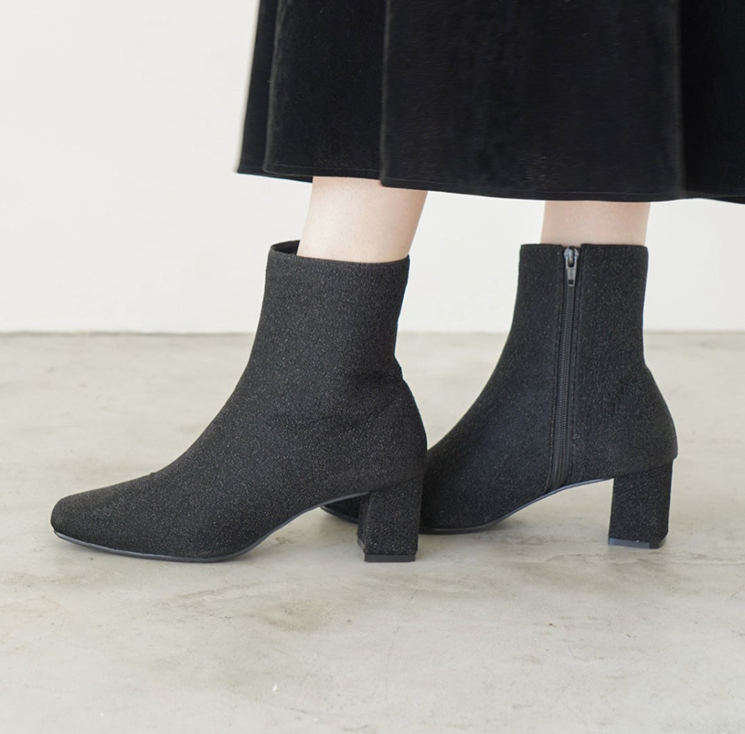 日本製 Launa Lea 6cm閃閃方頭短靴 (582)(黑色Z/Black Z)