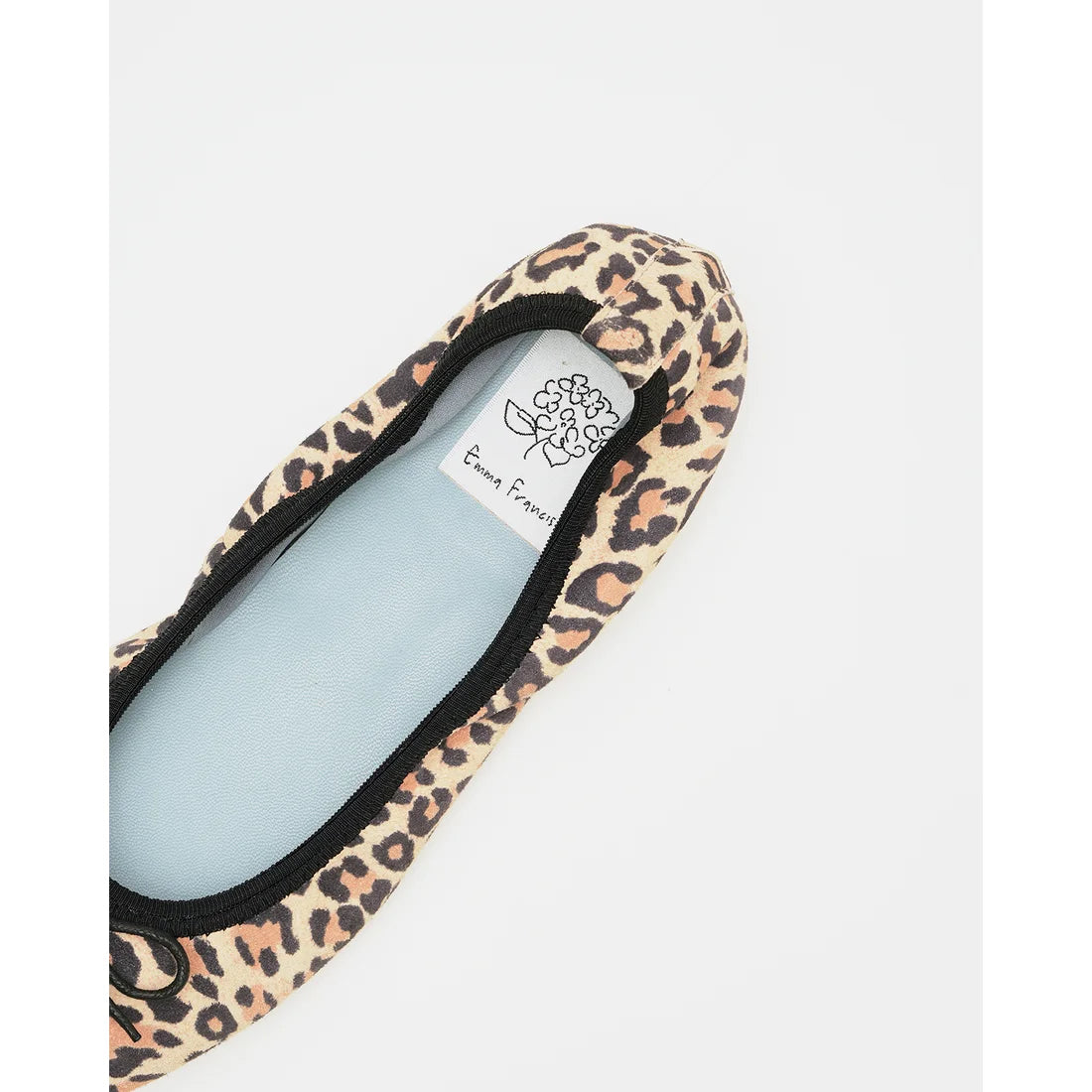 日本製【珍珠色調防水】Emma Francis 真皮 圓頭平底芭蕾舞鞋(02b-L S328)(Leopard pattern leather suede)(レオパード柄 レザースエード)