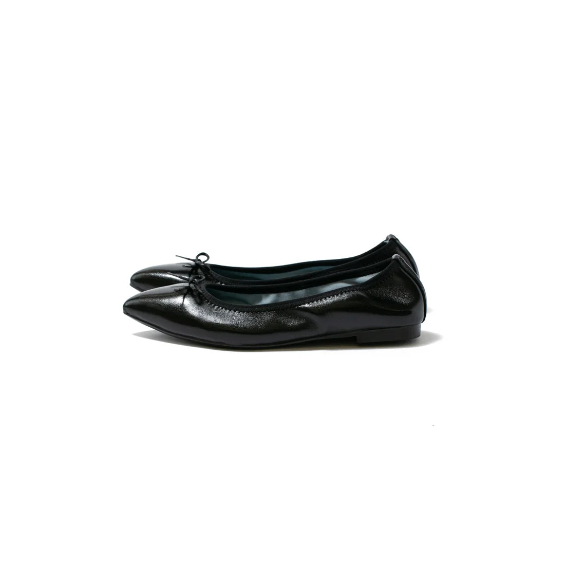 日本製【珍珠色調防水】Emma Francis 真皮 尖頭平底芭蕾舞鞋(01b-L M101)(Black Leather Mylar) (ブラック レザーマイラー)