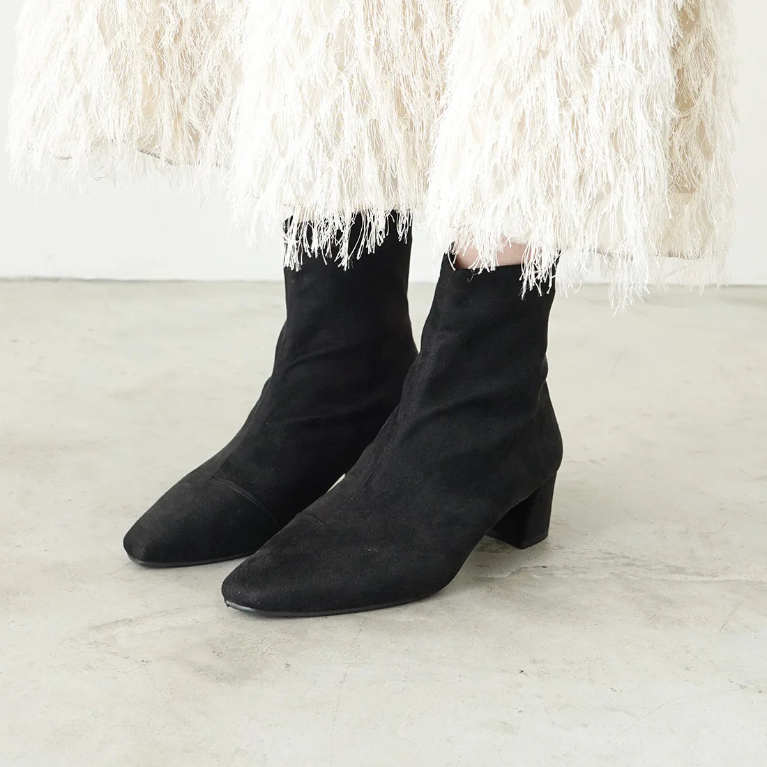日本製 Launa Lea 4cm 彈性方頭短靴 (587)(黑色/Black S)