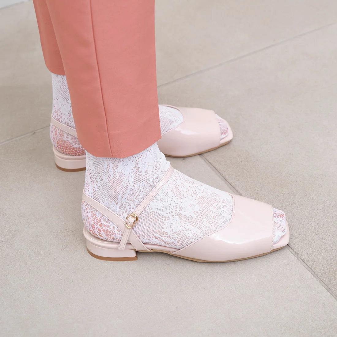 【新品預訂】日本製 Launa Lea 漆皮露趾涼鞋(624)(淺粉色E / L Pink E)