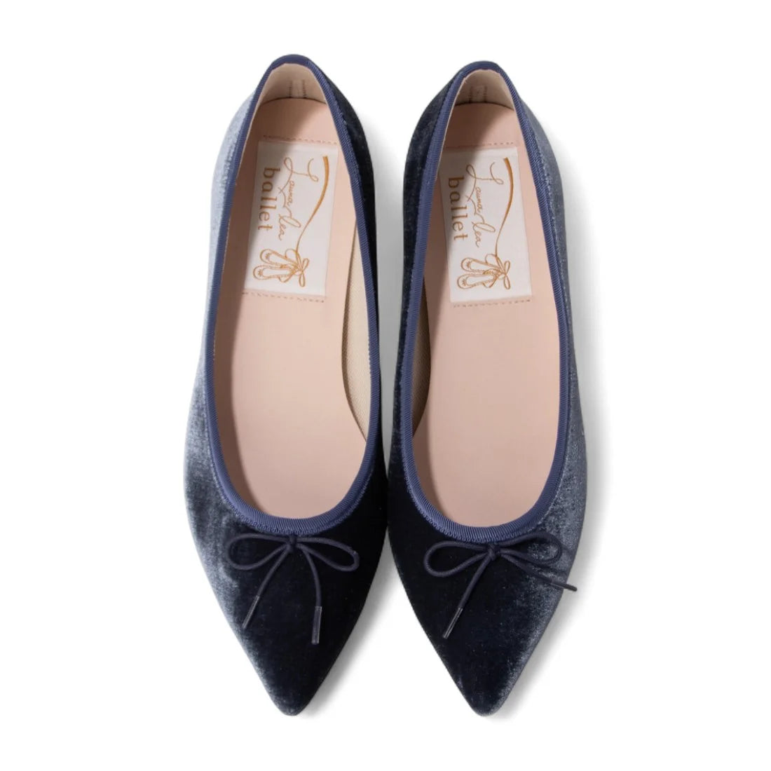 【新品預訂】日本製 Launa lea 尖頭絨毛蝴蝶結芭蕾平底鞋 (B4613A) (灰藍色 Z / Blue Grey Z)