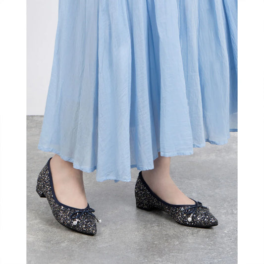 【新品預訂】日本製 Lauf Oletta 尖頭閃鑽珍珠芭蕾舞 (LH101 Steel-Z) (鋼色)