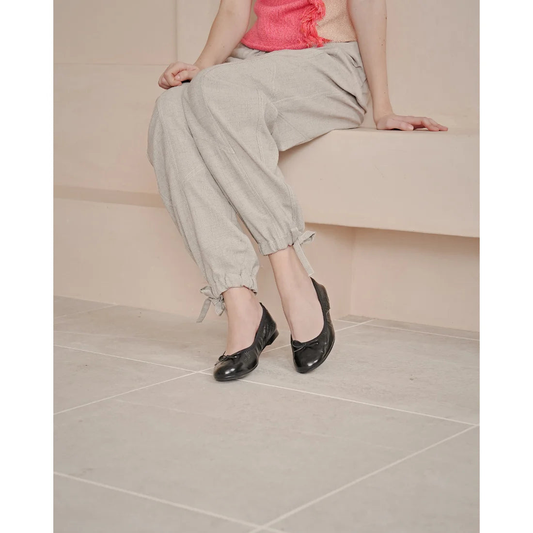 日本製【珍珠色調防水】Emma Francis 真皮 圓頭平底芭蕾舞鞋(02b-L M101)(Black Leather Mylar)(ブラック レザーマイラー)