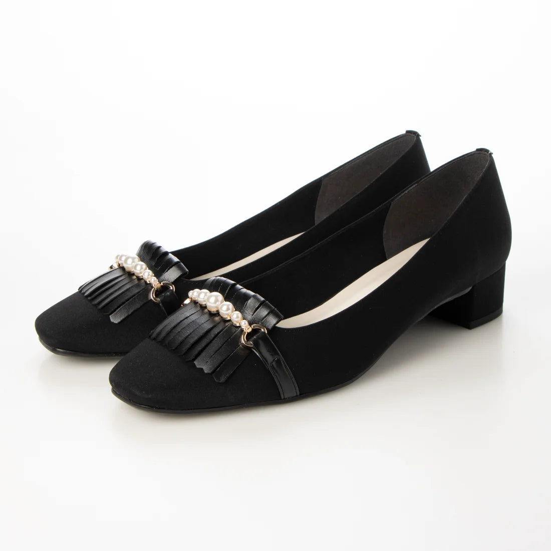 日本製 Launa lea 方頭珍珠流蘇低跟鞋 (0503) Black Z