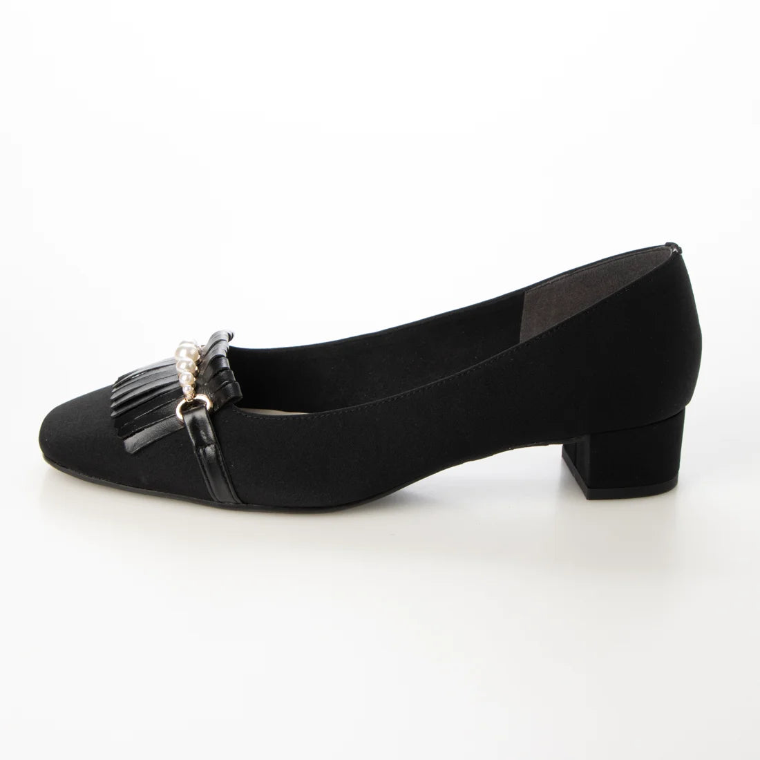日本製 Launa lea 方頭珍珠流蘇低跟鞋 (0503) Black Z