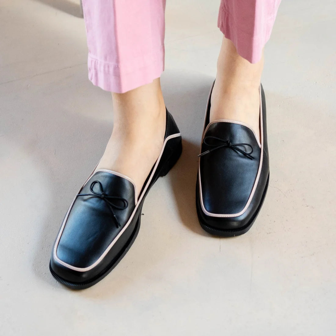 日本製 Launa Lea 蝴蝶結方頭 Loafer (0504) Pink Beige Z/C