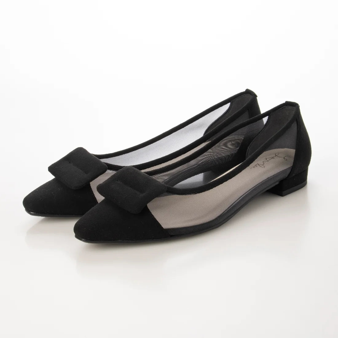 日本製 Launa Lea 輕紗立體方扣尖頭鞋 (0505) Black S
