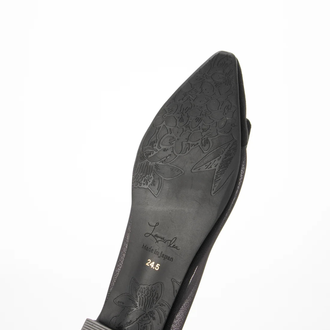 日本製 Launa Lea 輕紗立體方扣尖頭鞋 (0505) Black S