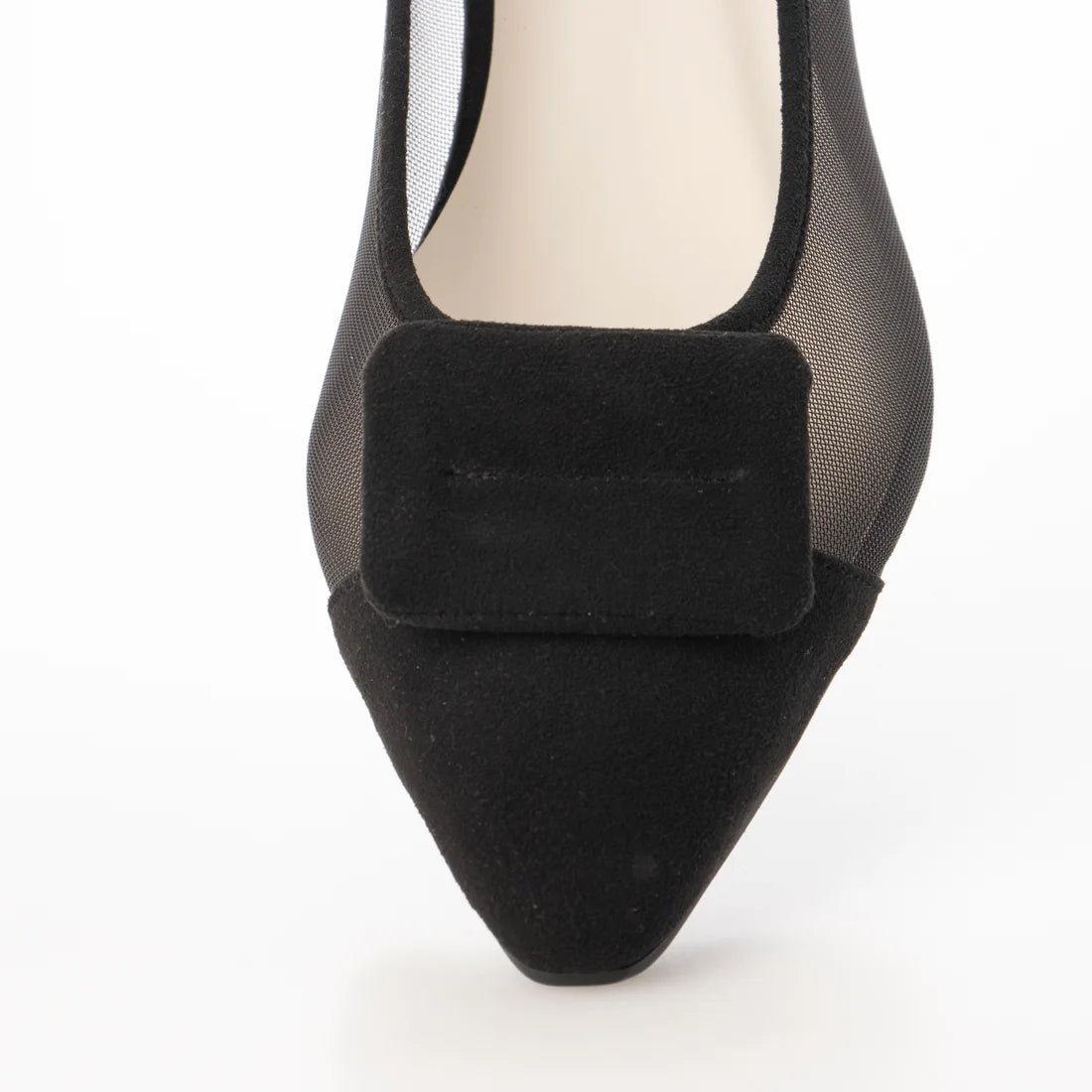 日本製 Launa Lea 輕紗立體方扣尖頭鞋 (0505) Black S