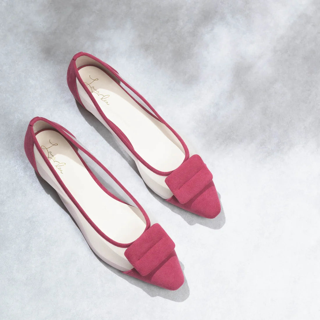 日本製 Launa Lea 輕紗立體方扣尖頭鞋 (0505) Pink S