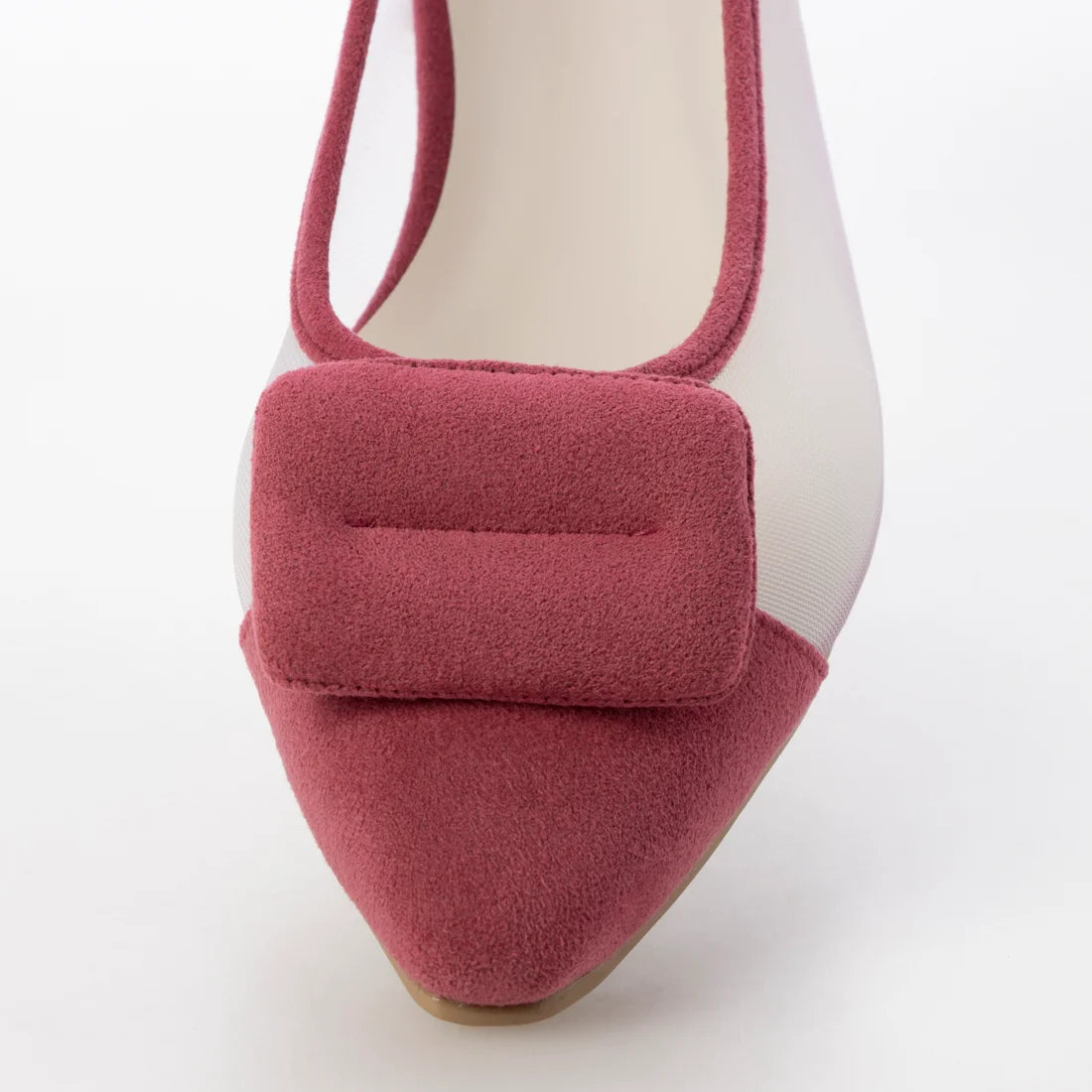 日本製 Launa Lea 輕紗立體方扣尖頭鞋 (0505) Pink S