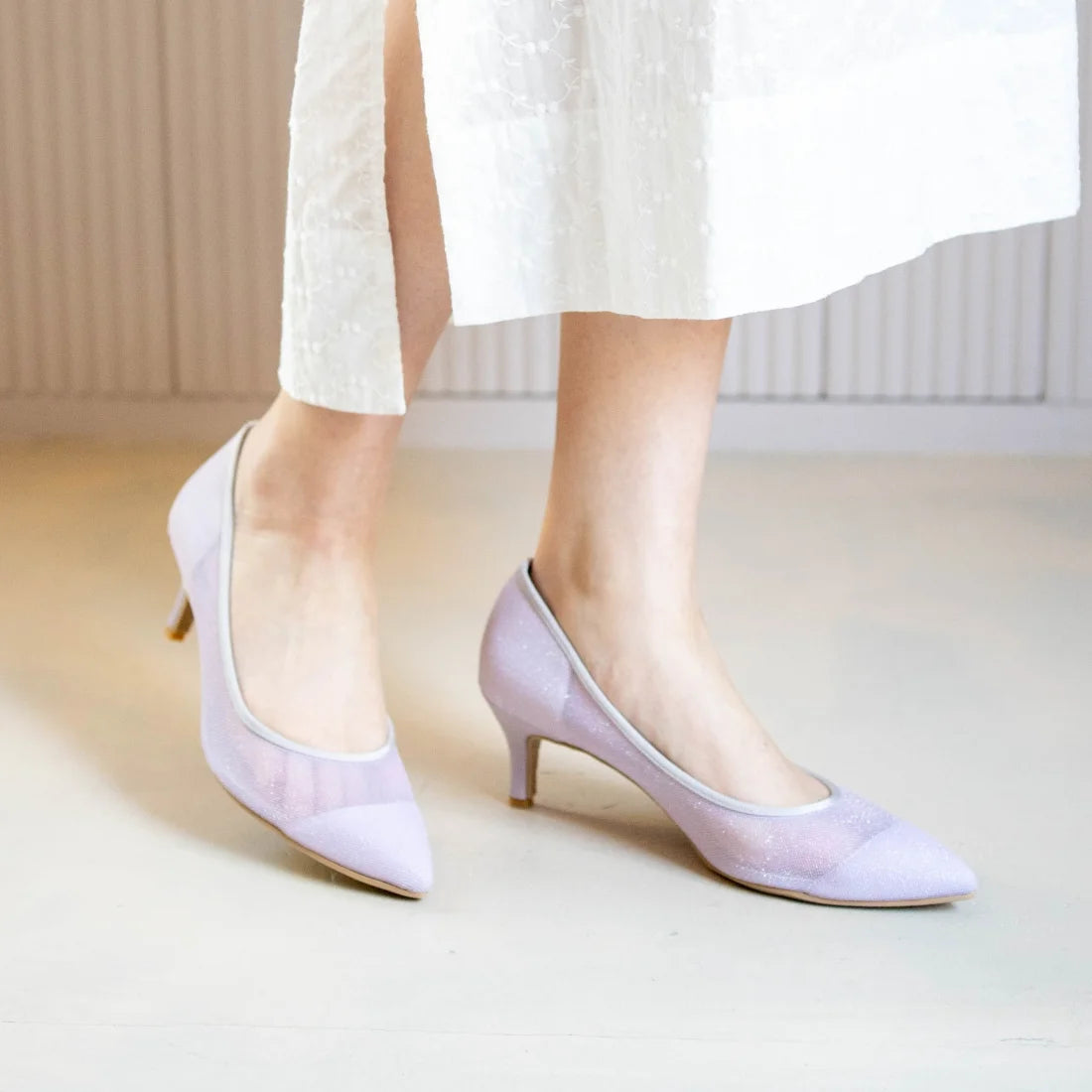 日本製 Launa Lea 輕紗尖頭高跟鞋 (0507) Beige Z