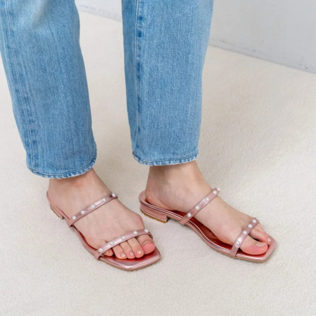 日本製 Launa Lea 珍珠雙帶涼鞋 (0518) Pink