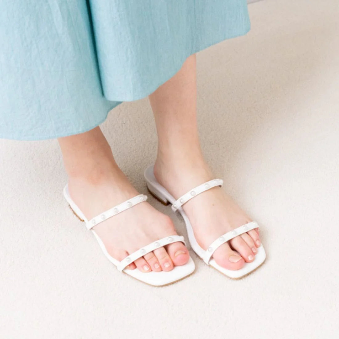 日本製 Launa Lea 珍珠雙帶涼鞋 (0518) White