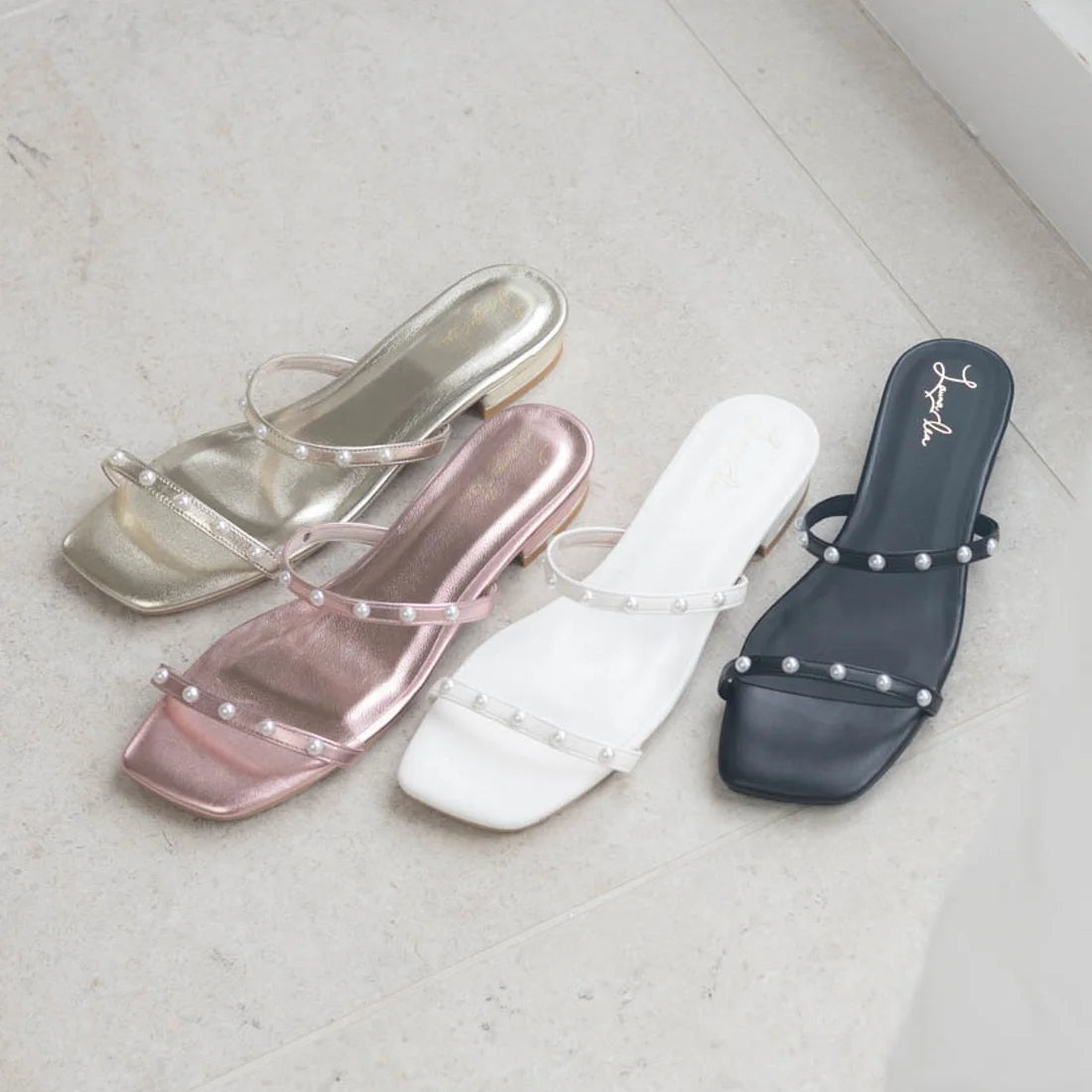 日本製 Launa Lea 珍珠雙帶涼鞋 (0518) White