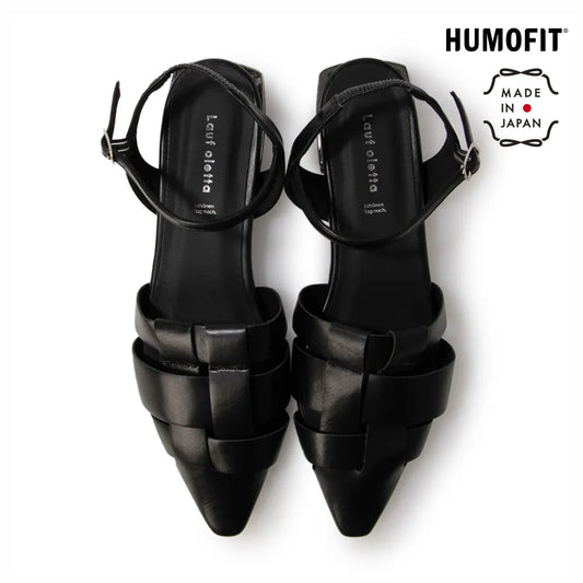 日本製 Lauf Oletta 尖頭記憶棉鞋墊廓爾喀涼鞋 (LH123 Black) (黑色)