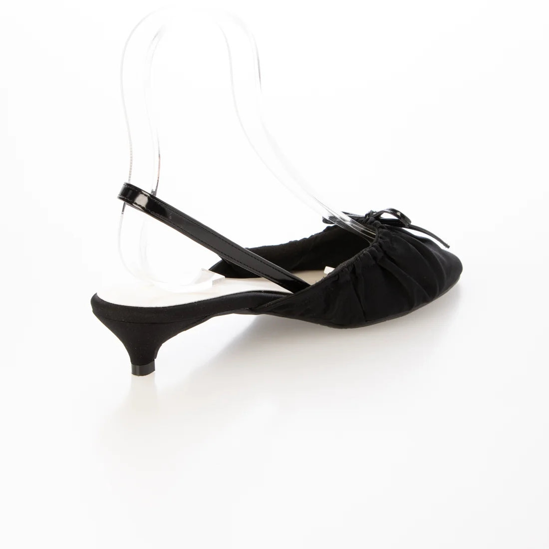 日本製 Launa Lea 4cm跟高褶邊蝴蝶結細肩帶樂福鞋 (606) (黑色 / Black)