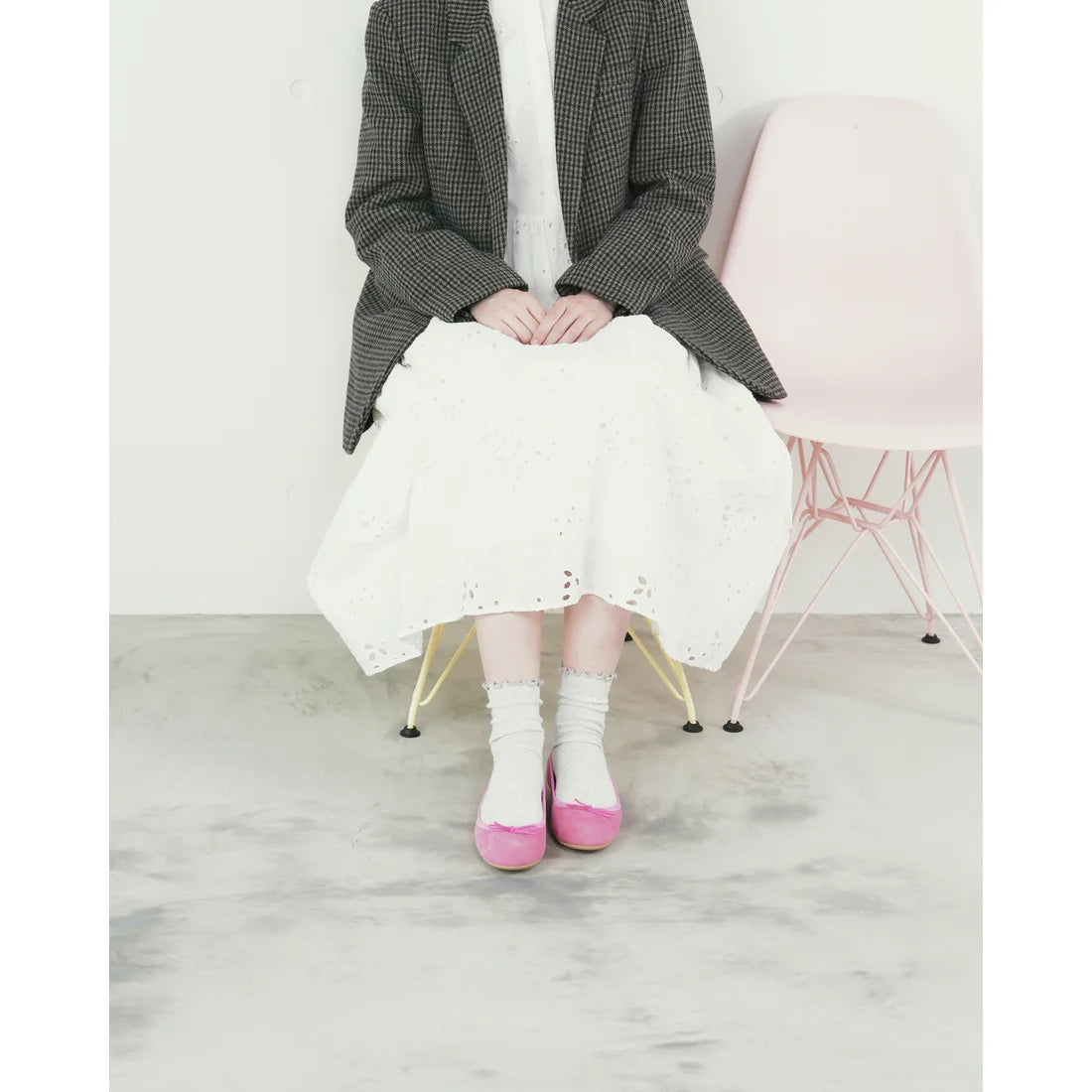 日本製【珍珠色調防水】Emma Francis 真皮 圓頭平底芭蕾舞鞋(02b-L S143)(Dark pink leather suede)(ダークピンク レザースエード)