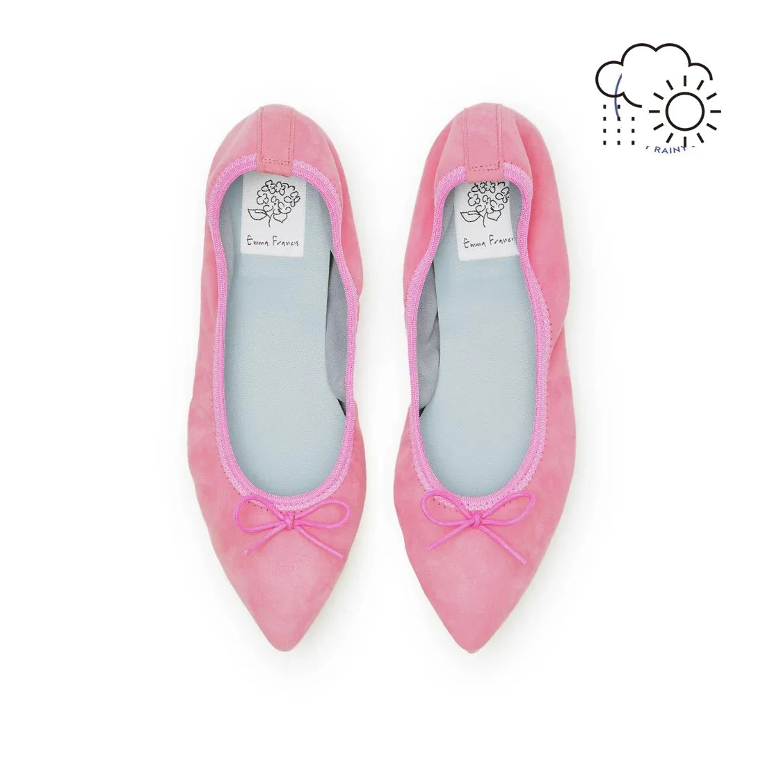 日本製【珍珠色調防水】Emma Francis 真皮 尖頭平底芭蕾舞鞋(01b-L S143)(Dark Pink leather suede) (ダークピンク レザースエード)