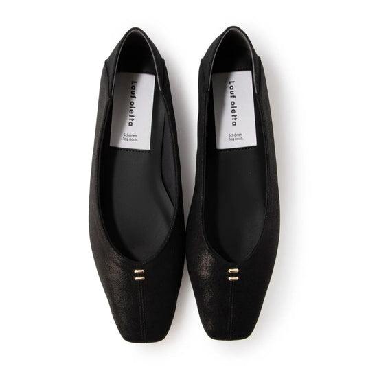 【新品預訂】日本製 Lauf Oletta 簡約金色配件踩踭平底鞋 (LH103 Black-S) (黑色)