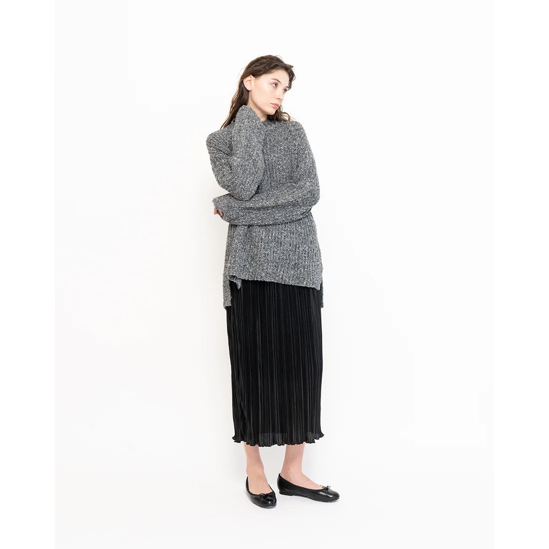 日本製【珍珠色調防水】Emma Francis 真皮 圓頭平底芭蕾舞鞋(02b-L M101)(Black Leather Mylar)(ブラック レザーマイラー)