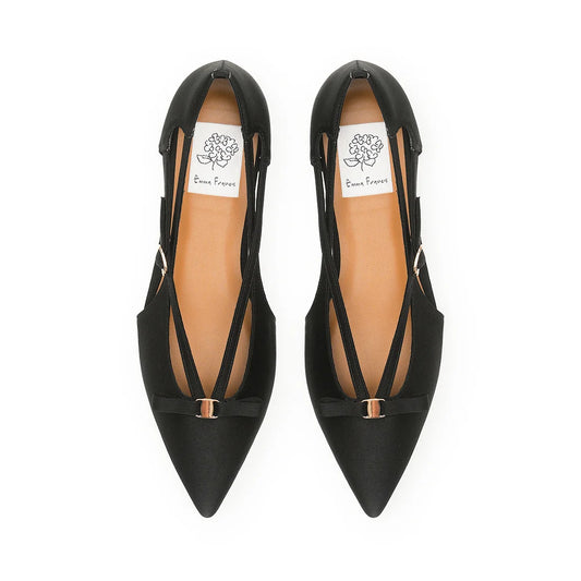 【新品預訂】日本製Emma Francis 緞面側平底鞋(黑色)( 07f-ST 101) Black