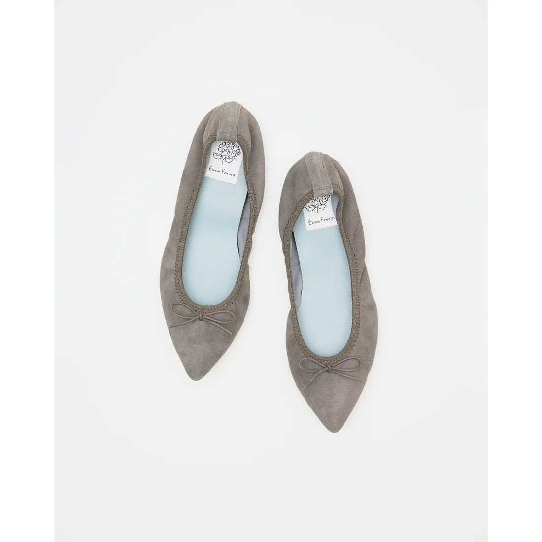 日本製【珍珠色調防水】Emma Francis 真皮 尖頭平底芭蕾舞鞋(01b-L S154)(Dark Grey leather suede) (ダークグレー レザースエード)