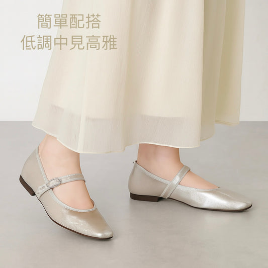 日本製 Lauf Oletta 方頭毛絨瑪莉珍鞋 (LH115 SILVER-S) (銀色)