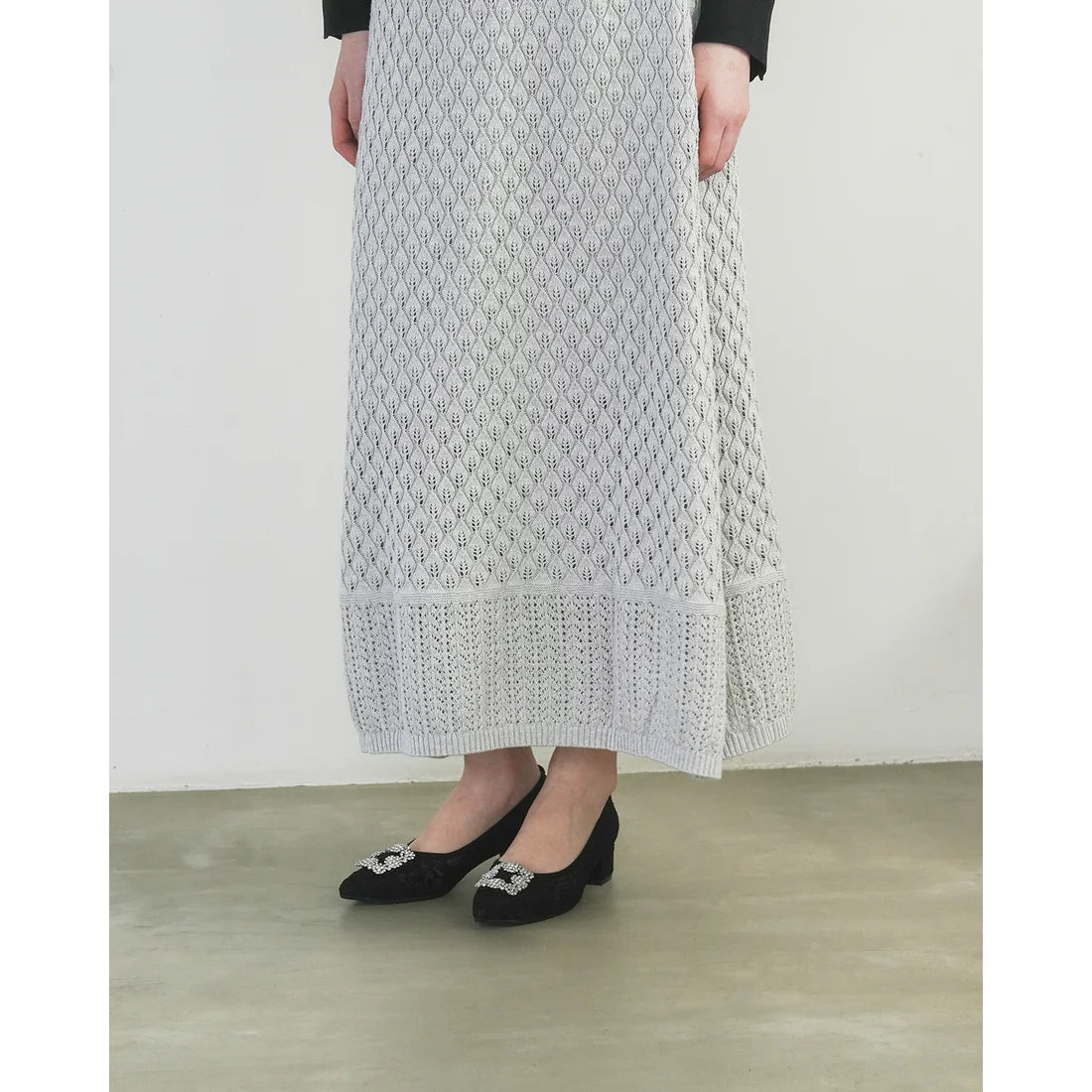 【新品預訂】日本製Emma Francis 4cm跟 寶石扣 薄紗蕾絲高跟鞋 (黑色薄紗 ) ( 4003b-T 101 )