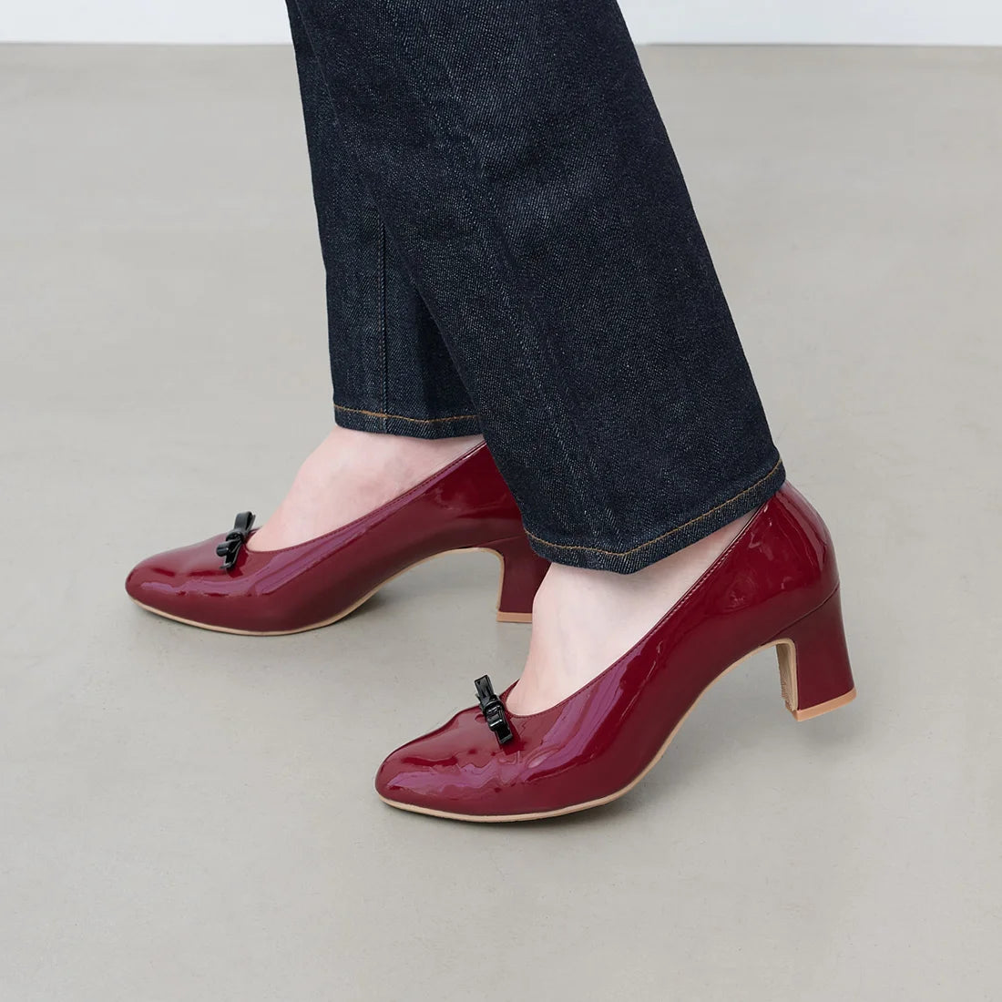 【新品預訂】日本製 Launa Lea 6cm杏仁頭蝴蝶結高跟鞋 (607)( 紅色 E / Bordeaux E)