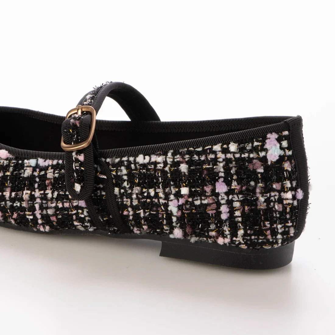 【新品預訂】日本製 Lauf Oletta 方頭粗花呢材質瑪麗珍鞋 (LH115 BLACK-Z) (黑色)