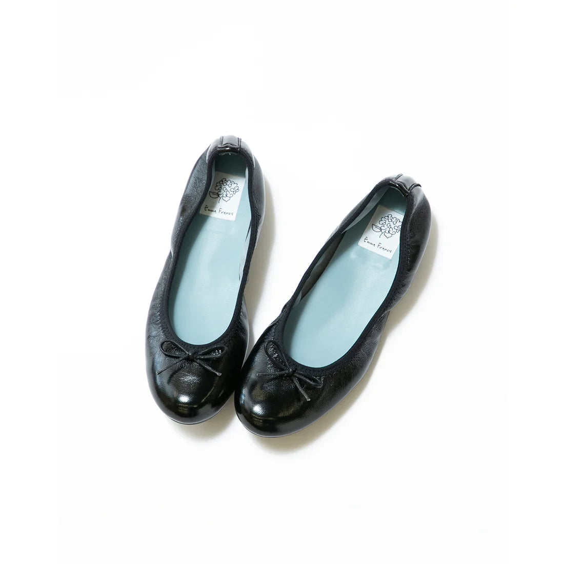 日本製【珍珠色調防水】Emma Francis 真皮 圓頭平底芭蕾舞鞋(02b-L M101)(Black Leather Mylar)(ブラック レザーマイラー)