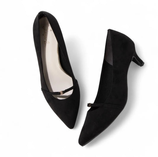 【新品預訂】日本製 Launa Lea 5cm踭高迷你金屬圖案高跟鞋 (610) (黑色 S / Black S)